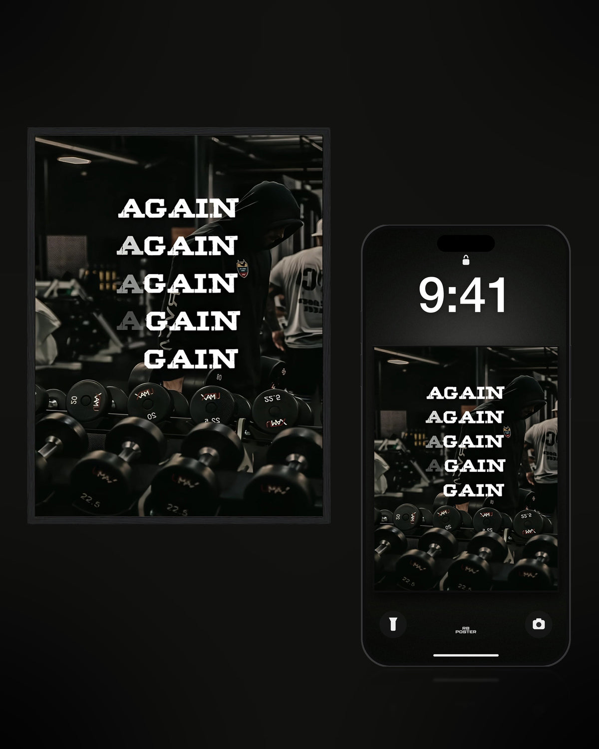 AGAIN AGAIN · el wallpaper junto al póster