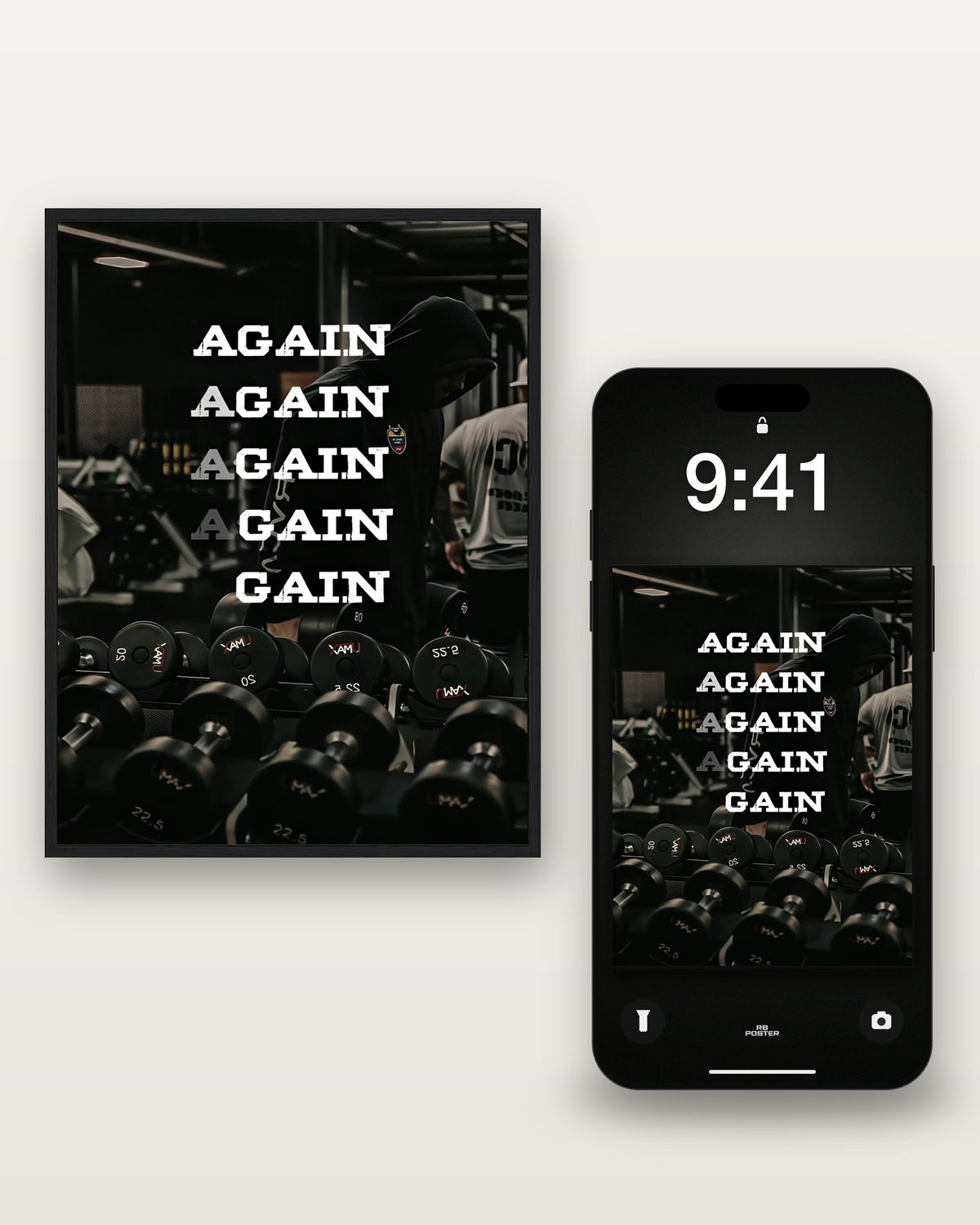 AGAIN AGAIN · el wallpaper junto al póster