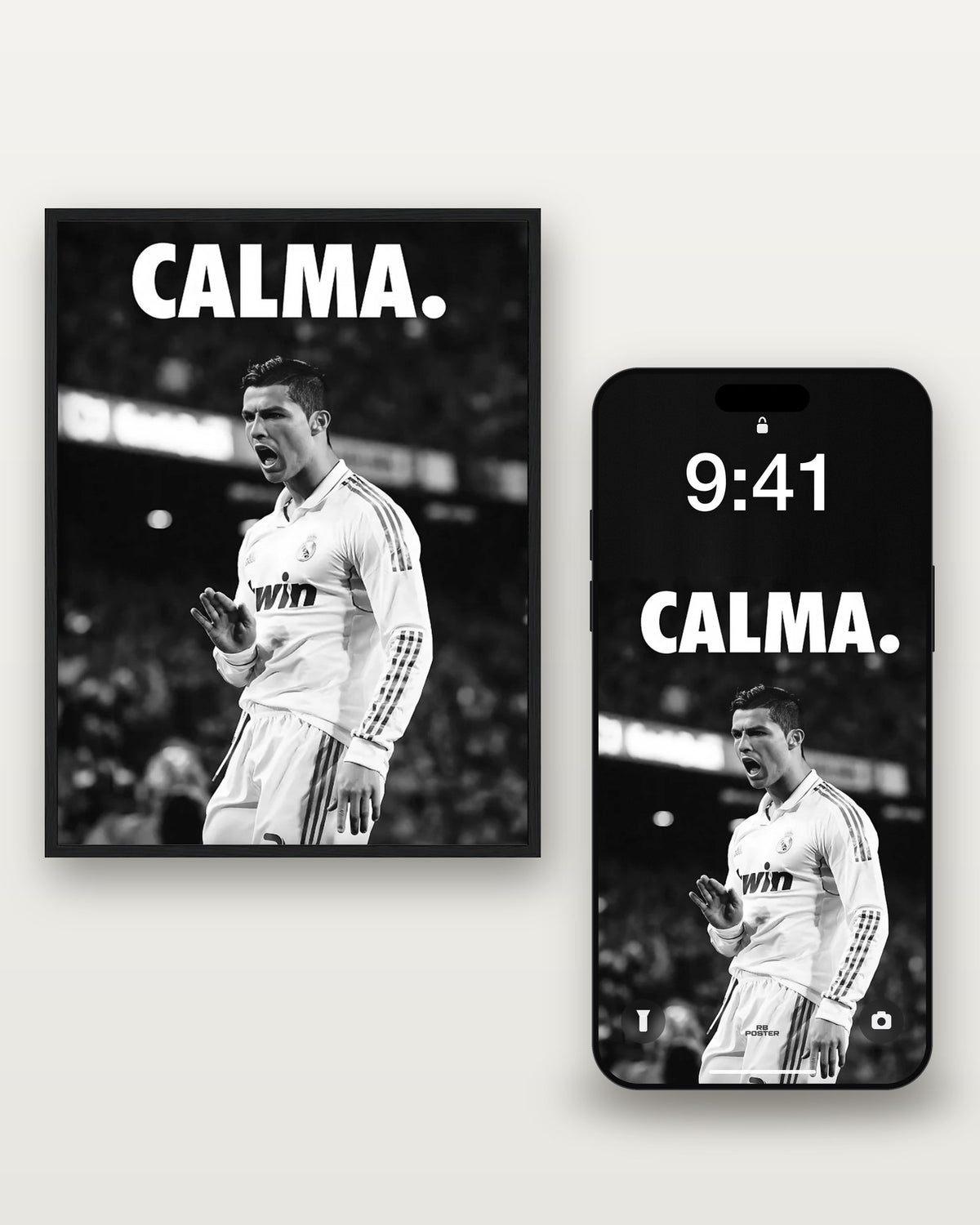 CALMA · el wallpaper junto al póster