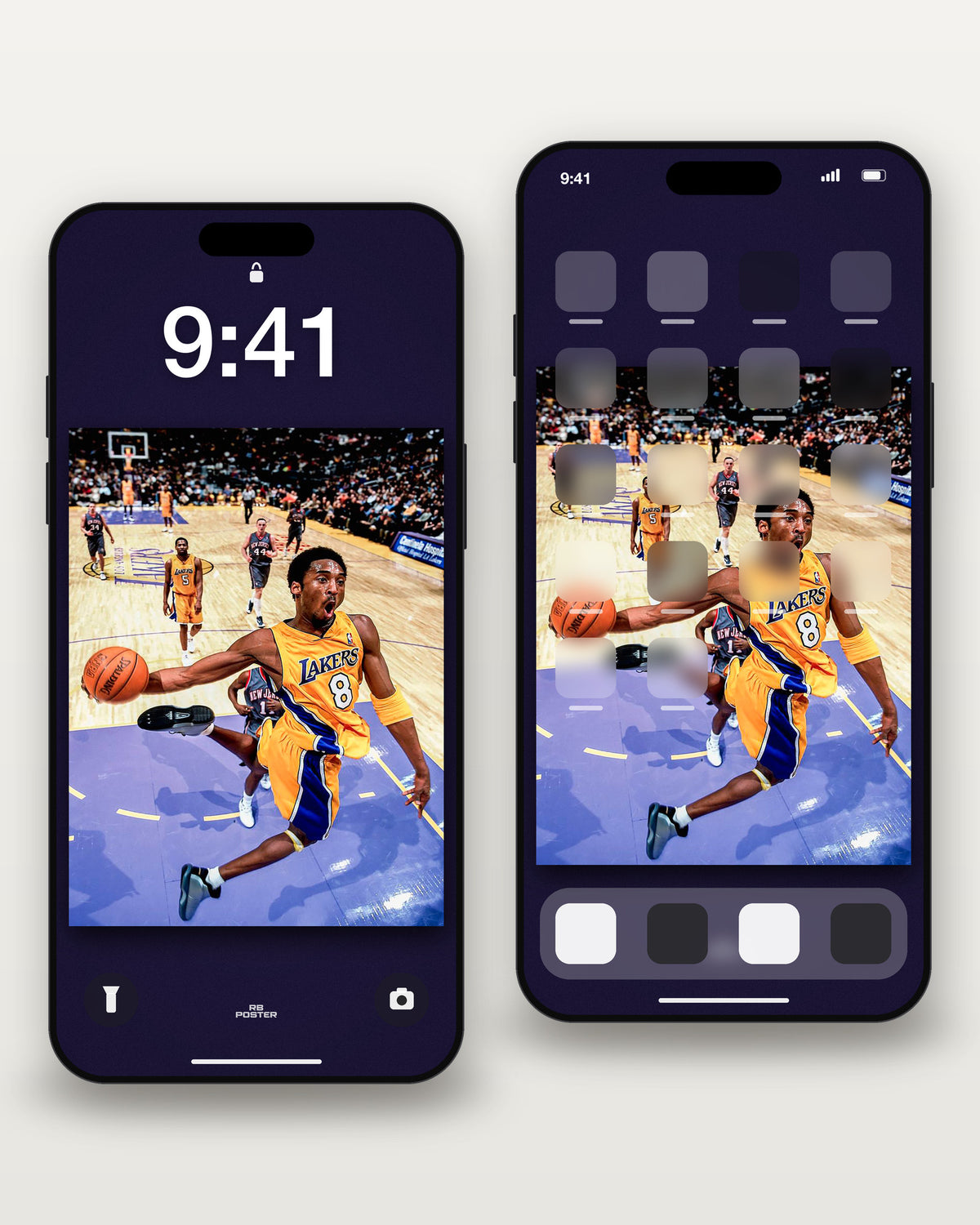 KOBE · wallpaper en la pantalla de bloqueo y en la de inicio