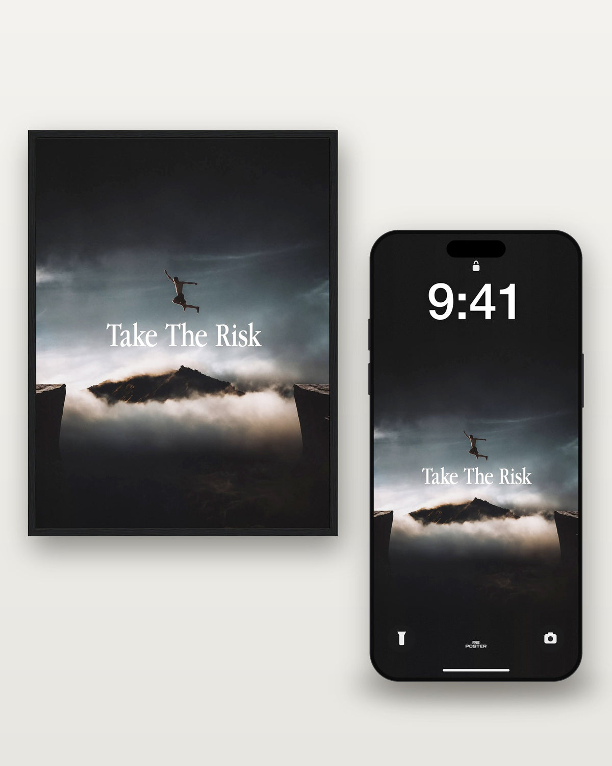 TAKE THE RISK · el wallpaper junto al póster